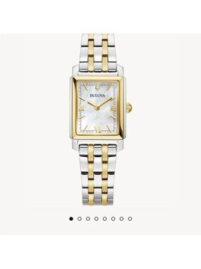 Bulova Two-Tone Rectangular Women's Watch - Gold & Silver